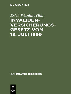 cover image of Invalidenversicherungsgesetz vom 13. Juli 1899